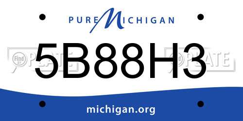 5B88H3 Michigan License Plate