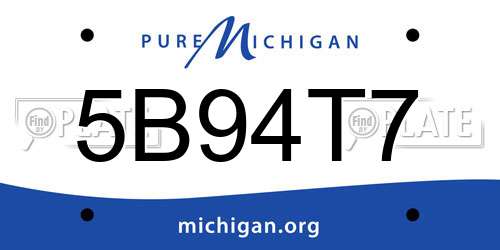 5B94T7 Michigan License Plate