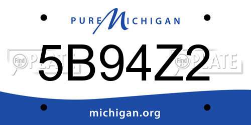 5B94Z2 Michigan License Plate