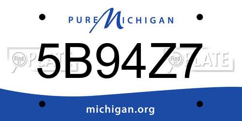 5B94Z7 Michigan License Plate