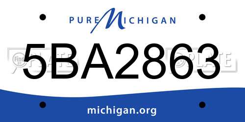 5BA2863 Michigan License Plate