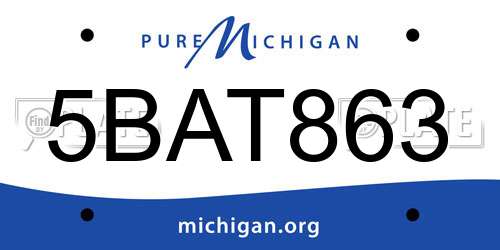 5BAT863 Michigan License Plate