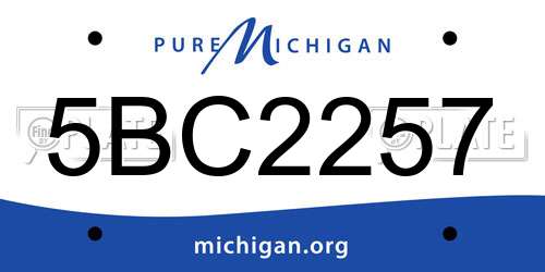 5BC2257 Michigan License Plate