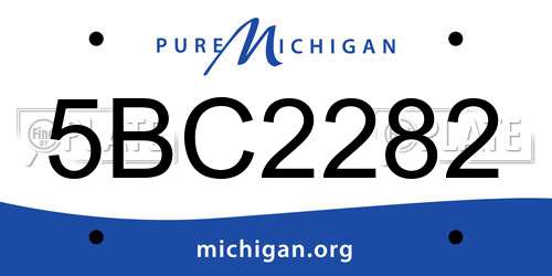 5BC2282 Michigan License Plate