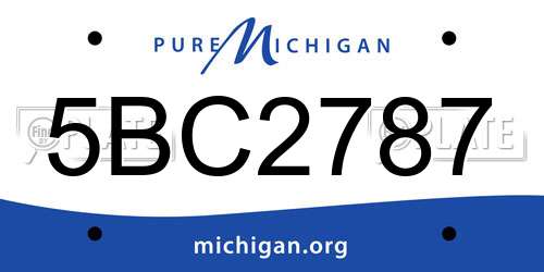 5BC2787 Michigan License Plate