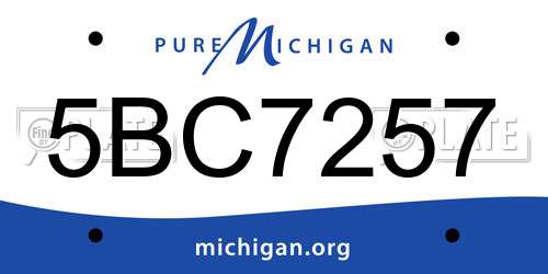 5BC7257 Michigan License Plate