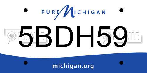 5BDH59 Michigan License Plate