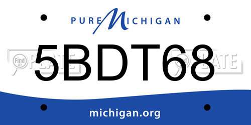 5BDT68 Michigan License Plate