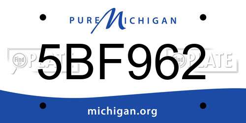 5BF962 Michigan License Plate