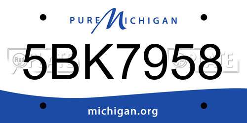 5BK7958 Michigan License Plate