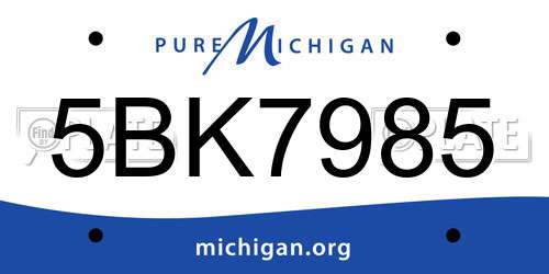 5BK7985 Michigan License Plate