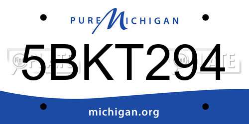 5BKT294 Michigan License Plate