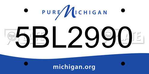 5BL2990 Michigan License Plate