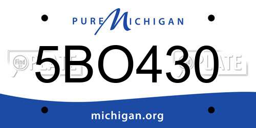 5BO430 Michigan License Plate
