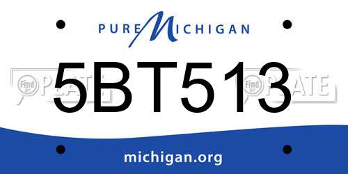 5BT513 Michigan License Plate
