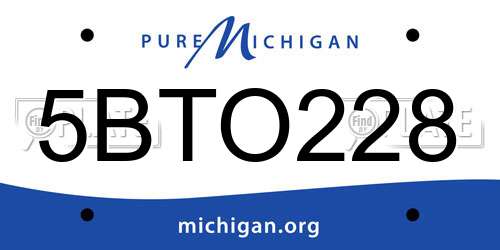 5BTO228 Michigan License Plate