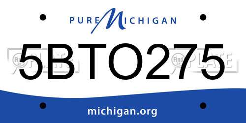 5BTO275 Michigan License Plate