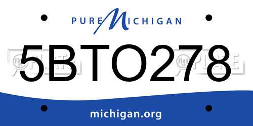 5BTO278 Michigan License Plate