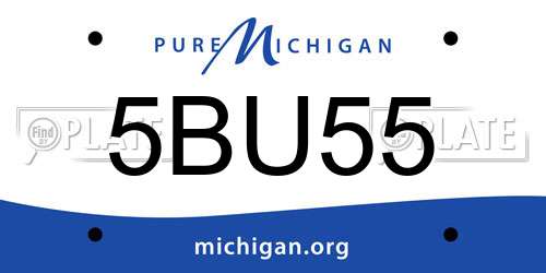 5BU55 Michigan License Plate