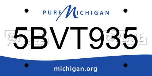 5BVT935 Michigan License Plate
