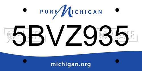 5BVZ935 Michigan License Plate