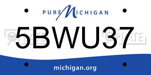 5BWU37 Michigan License Plate