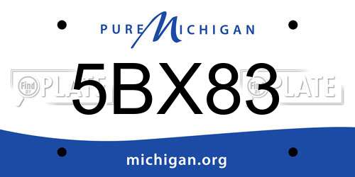 5BX83 Michigan License Plate