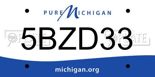 5BZD33 Michigan License Plate