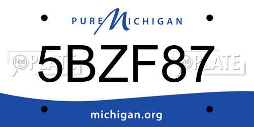 5BZF87 Michigan License Plate