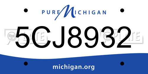 5CJ8932 Michigan License Plate