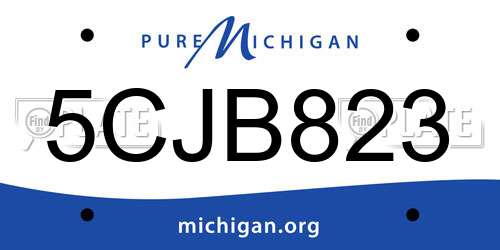 5CJB823 Michigan License Plate