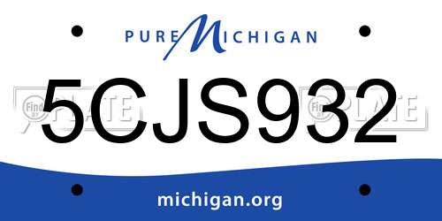 5CJS932 Michigan License Plate