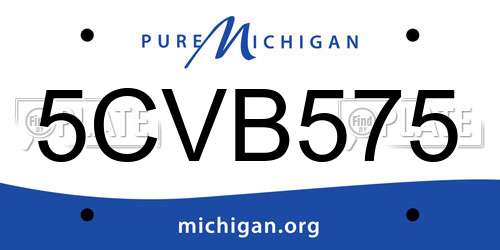 5CVB575 Michigan License Plate