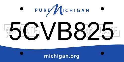 5CVB825 Michigan License Plate