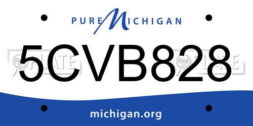 5CVB828 Michigan License Plate