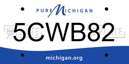 5CWB82 Michigan License Plate