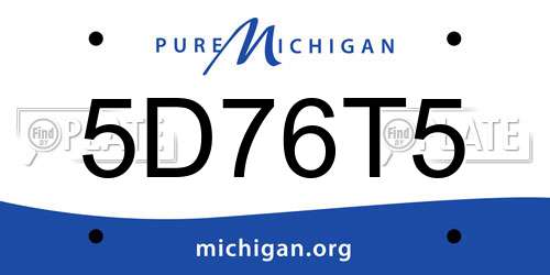 5D76T5 Michigan License Plate