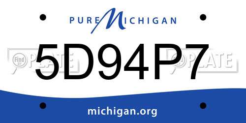 5D94P7 Michigan License Plate