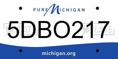 5DBO217 Michigan License Plate