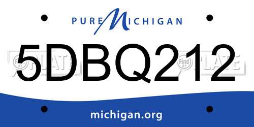 5DBQ212 Michigan License Plate