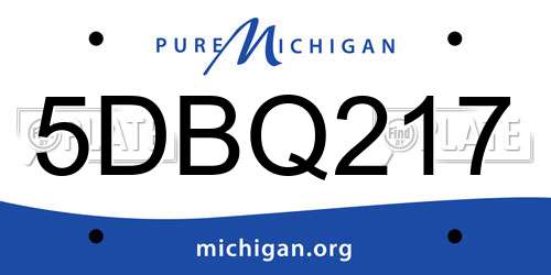 5DBQ217 Michigan License Plate