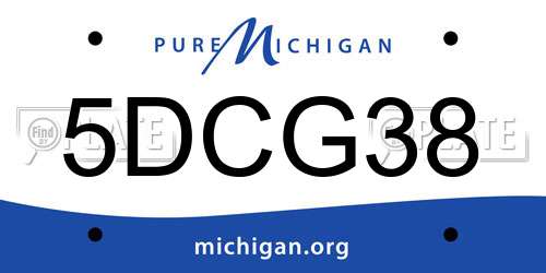 5DCG38 Michigan License Plate