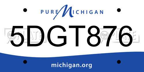 5DGT876 Michigan License Plate