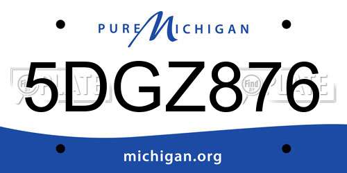 5DGZ876 Michigan License Plate