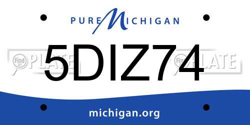 5DIZ74 Michigan License Plate