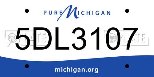 5DL3107 Michigan License Plate