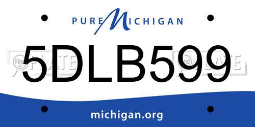 5DLB599 Michigan License Plate