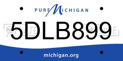 5DLB899 Michigan License Plate