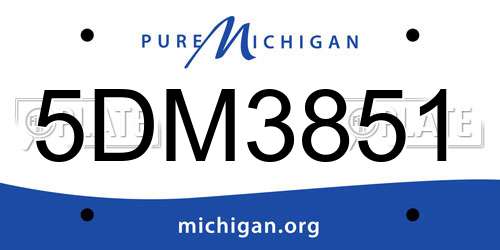 5DM3851 Michigan License Plate