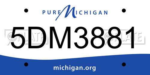 5DM3881 Michigan License Plate